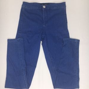 Ashley Mason ultra high waisted bright blue jeans